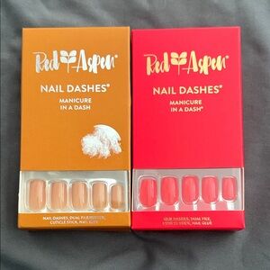 Red and Tan Red Aspen Nail Dashes Set